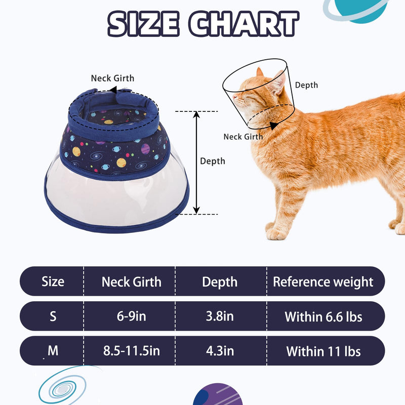 PUPTECK Cat Cone Collar Soft for Neck, Pet Recovery Collar to Stop Licking After Surgery, Adjustable Elizabethan Pet Collar for Small Medium Cats Kittens, NavyBlue M "M (Neck Girth 8.5-11.5in, within 11lbs)"