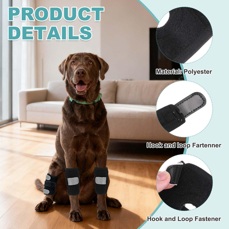 Dog Leg Brace for Back Leg, Ankle Joint Support Brace for Rear Leg with Metal Strips and Safety Reflective Straps (M, Polyester, 2Pcs), for Knee Recovery Prevent M