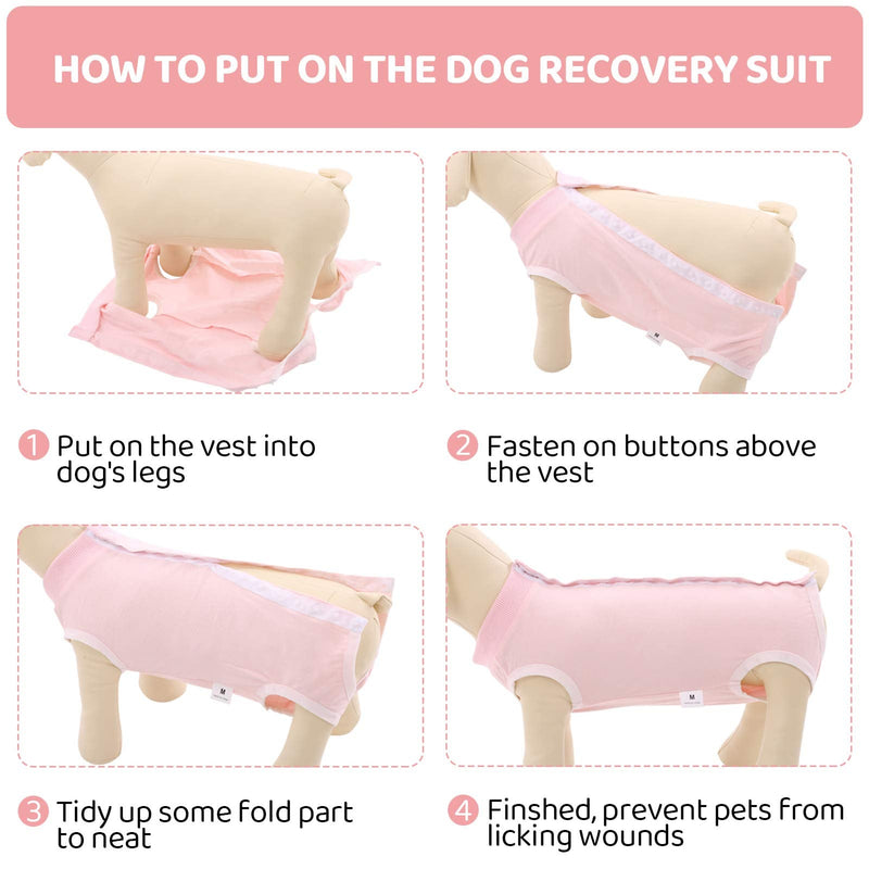 SAWMONG Dog Recovery Suit, Recovery Suit for Dogs After Surgery, Dog Spay Surgical Suit for Female Dogs, Dog Onesie Body Suit for Surgery Male Substitute Dog E-Collar Cone Large (Suggest Weight: 10-22 Ib) Pink - PawsPlanet Australia