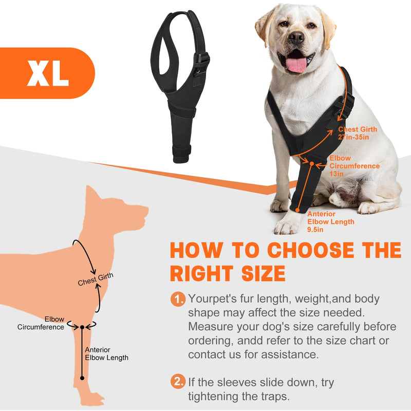 Dog Elbow Protector Brace Sleeve for Elbow Dysplasia Arthritis Pressure Sores Dysplasia Calluses – Breathable Adjustable Dog Front Leg Sleeve Anti-Licking for Post-Surgery Care Recovery(Left Leg, XL)