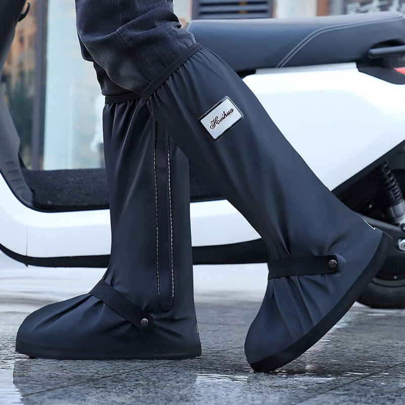 Black Waterproof Rain Boot Shoe Cover with Reflector (1 Pair) X-Large