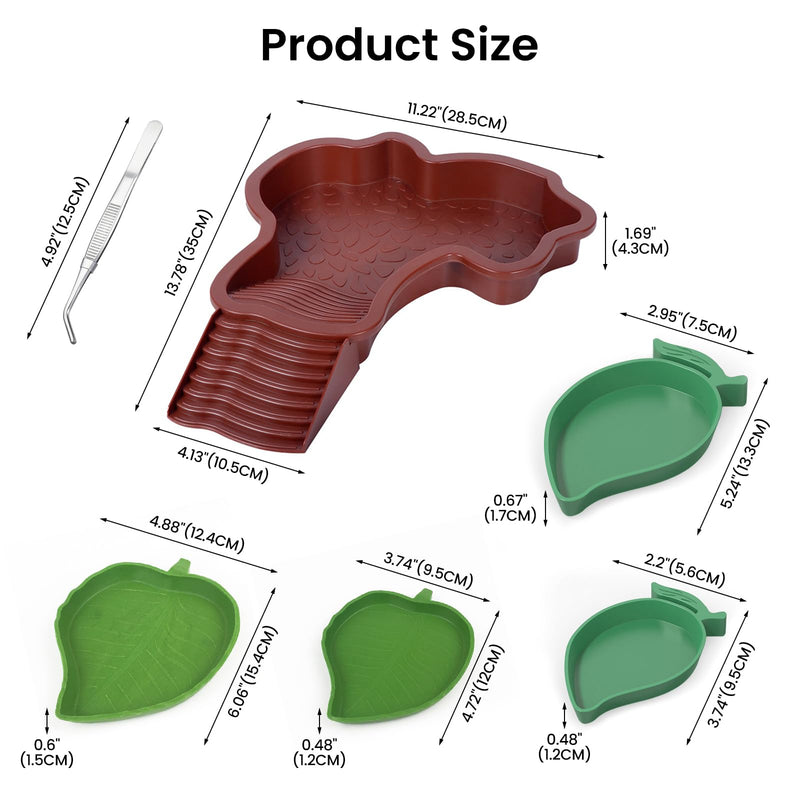 5 Pack Tortoise Water Bowl Set Reptile Bathing Pool with Ramp Leaf and Mango Shaped Reptile Food Dishes Tortoise Habitat Accessories for Turtle Lizards,Snake Feeding, Bathing, Soaking - PawsPlanet Australia