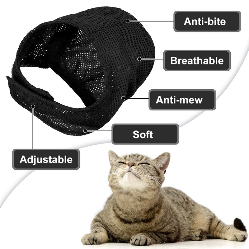 Patelai 5 Pcs Cat Bathing Bag Set Cat Grooming Bag Adjustable Pet Shower Net Bag Muzzles Nail Clipper Tick Remover Tool Massage Brush (Black White) Black White