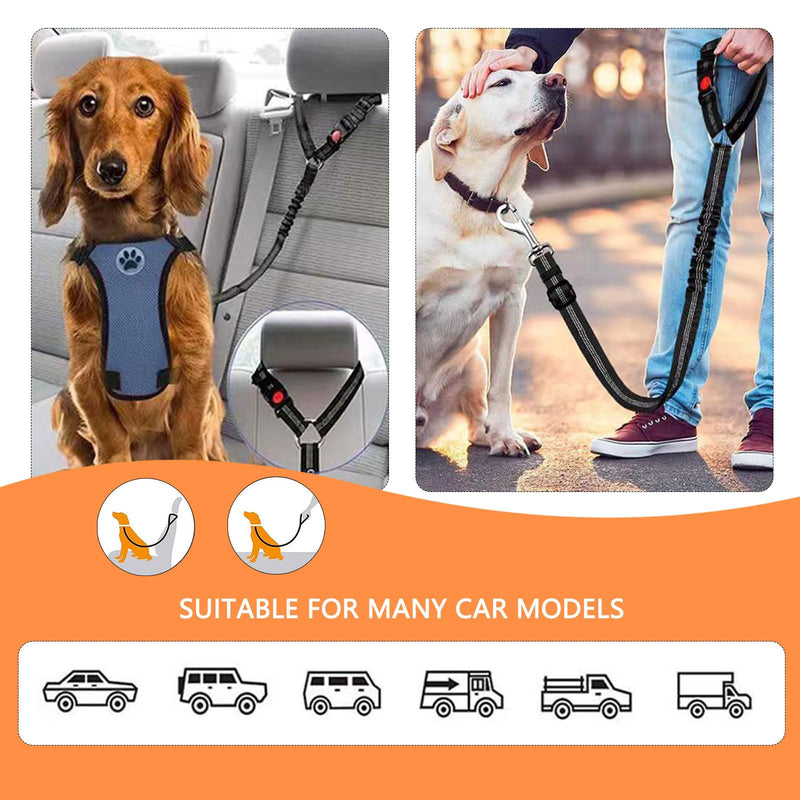Adjustable Pet Safety Seat Belt for Dogs & Cats - Car Headrest Restraint with Nylon Fabric - Comfortable & Durable Dog & Cat Vehicle Seatbelts & Harness(Black) black - PawsPlanet Australia