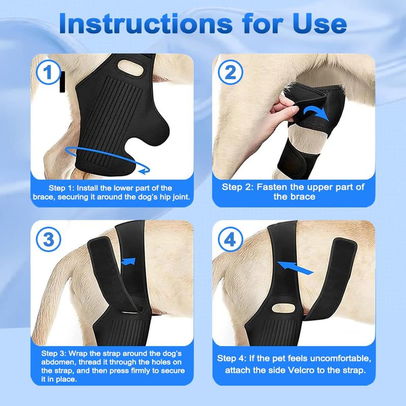 Dog Hip Brace，Adjustable Dog Knee Brace for ACL, CCL, Hip Dysplasia & Ligament Injuries, Fits Small, Medium & Large Dogs, Pain Relief & Stability with 10 Metal Stabilizers (Large)