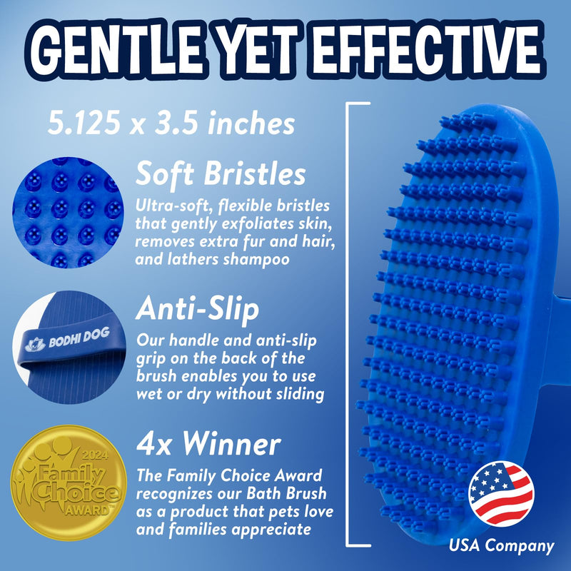 Bodhi Dog Shampoo Brush - Pet Grooming & Bath Supplies for Dogs and Cats - Bath Brush for Long & Short Hair - Premium Scrubber for Shower, Bathing & Massage (One Pack, Blue) One Pack - PawsPlanet Australia
