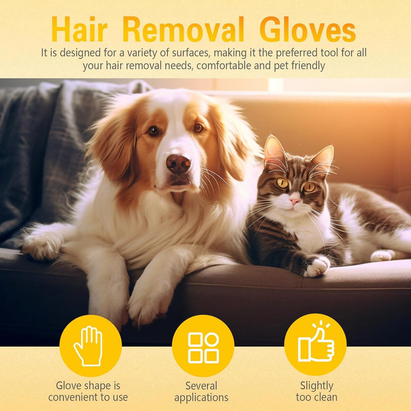 2PCS Electrostatic Pet Hair Removal Glove for Cats & Dogs, 2025 Gloves Pet Hair Removal, Washable Reusable Dogs Cats Hair Gloves for Furniture Bed Sheets Couch Clothes Carpet Car Seat (Yellow, 1PC-A) Yellow - PawsPlanet Australia
