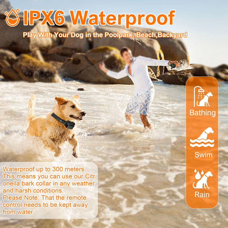 Citronella Training Collar for Dog Spray Dog Collar with Beep/Vibration/Spray 4 Mode & 6 Adjustable Sensitivities, IPX7 Waterproof Dog Collar for L/M/S Dogs Orange-QT - PawsPlanet Australia