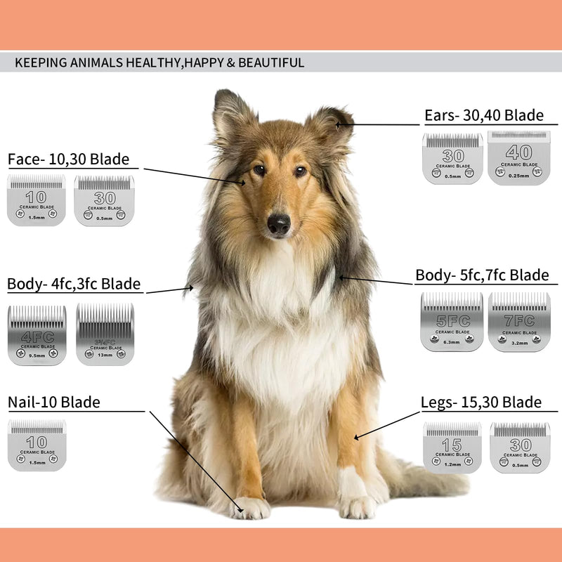 3 Pack 7FC Detachable Pet Dog Grooming Ceramic Blades,Compatible with Andis,Oster A5,Wahl KM-10 Series,Size 7FC Blade 1/8-Inch 3.2MM Cut Length 3pc 7fc:1/8''(3.2mm) - PawsPlanet Australia