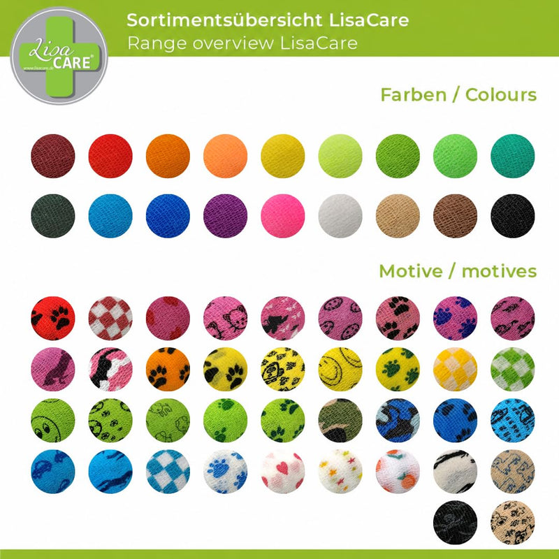 LisaCare - Self-Adhesive Bandage - Camo Tape - Wrist Bandage - Animal Plaster - Dog First Aid Set - Set of 4 2.5 - 10 cm Wide (Camouflage Red) Camouflage Red