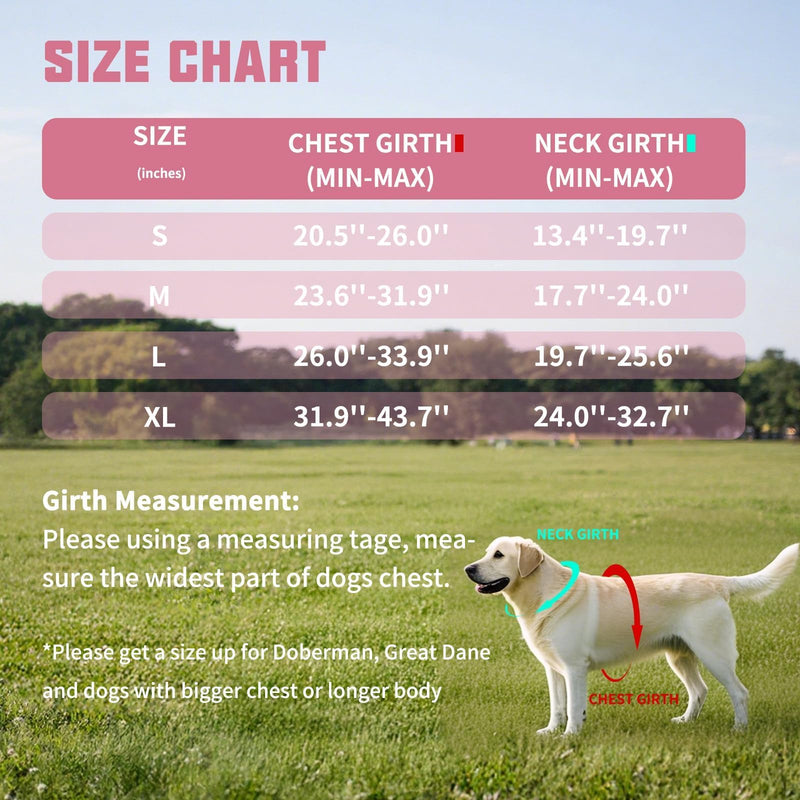 AUROTH Dog Harness and Leash Set, Soft Padded Service Dog Vest with 5.25FT Dog Leash, No Choke, Easy On Pet Vest, Adjustable Reflective No Pull Dog Harness for Large Dogs, Easy Walking and Training X-Large Leash Set-Pink - PawsPlanet Australia