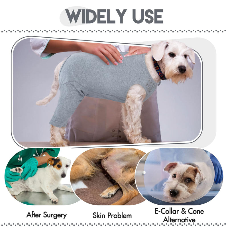 IDOMIK Dog Recovery Suit,Thigh Wound Protective Sleeve for Dogs,Anti Licking Dog Rear Leg Sleeve,Male Female Dog Surgical Clothes,Dog Surgical Suit with Pants Cover,Cone Collar Alternative,Grey,XL XL(Chest Girth:27.56") Grey - PawsPlanet Australia