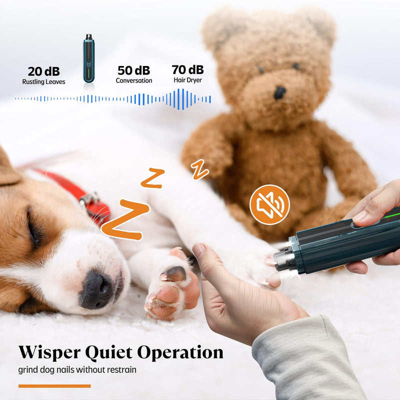 YABIFE 4-Lights Dog Nail Grinder, Easy Quick Locate Dog Nail Trimmers, for Puppy Paw Toenails or Pets from Small, Medium to Large, with Travel Lock, Whisper Quiet, Heavy Duty 3 Speeds A - Dark Blue - PawsPlanet Australia