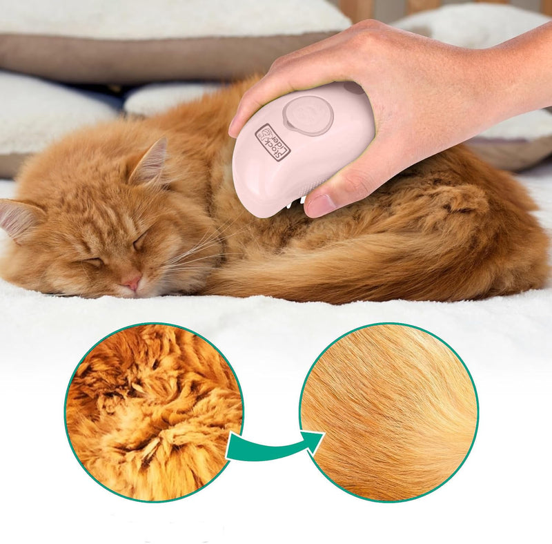 Stock Lider Steam Cleaner, Cat Hair Brush with Steam, New 3-in-1 Steam Cleaner Brush for Pets, Pet Hair Brush (Pink) pink