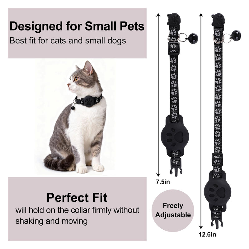 GPS Cat Collar with Bluetooth Tracker Holder - Breakaway Adjustable (7.5-12.6") for Small Cats for iOS (Findmy App) | No Monthly Fee | Waterproof Lightweight Reflective Pet Tracker - PawsPlanet Australia