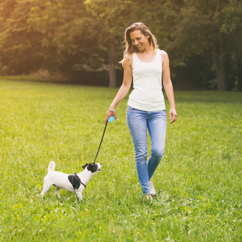Retractable Dog Leash for Small and Medium Dogs up to 22lbs with 9.8ft Strong Nylon Tape, Hands Free, Portable and Lightweight Leash with Wrist Strap, One-Hand Brake, Tangle Free (Blue) Blue - PawsPlanet Australia