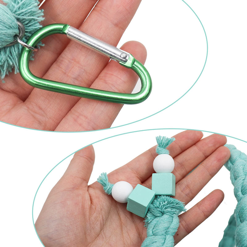 Dnoifne 78.7 Inches Bird Spiral Rope Perch, Blue Cotton, For Parrot, Parakeet, Budgie, Lovebird, Cockatiel