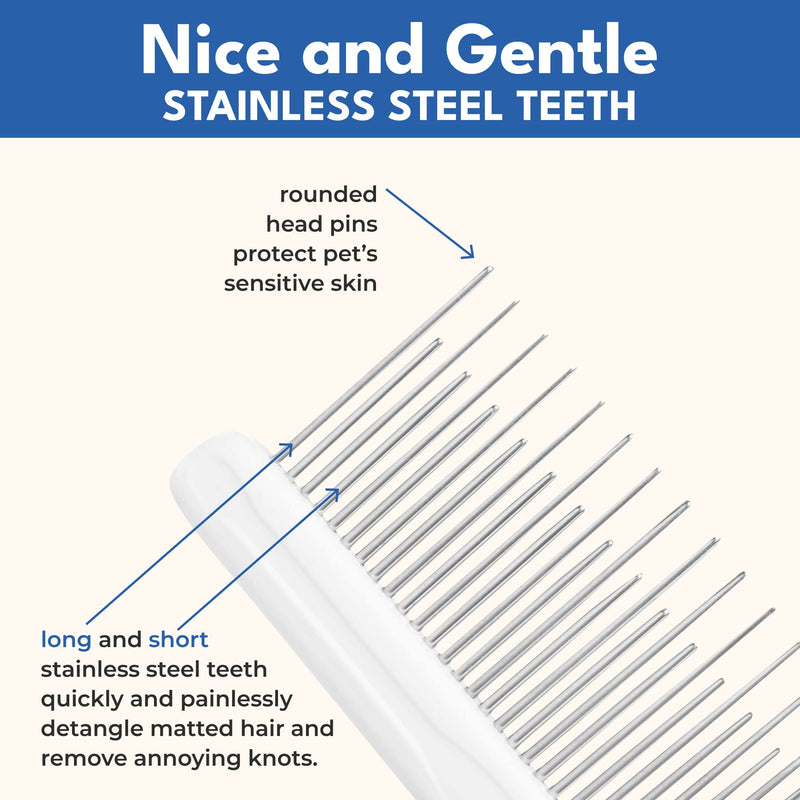 Dog and Cat Dematting Brush and Comb Set - Perfect For Grooming Long Haired Cats & Dogs - Detangle Pet's Coat & Prevent Painful Matting - PawsPlanet Australia