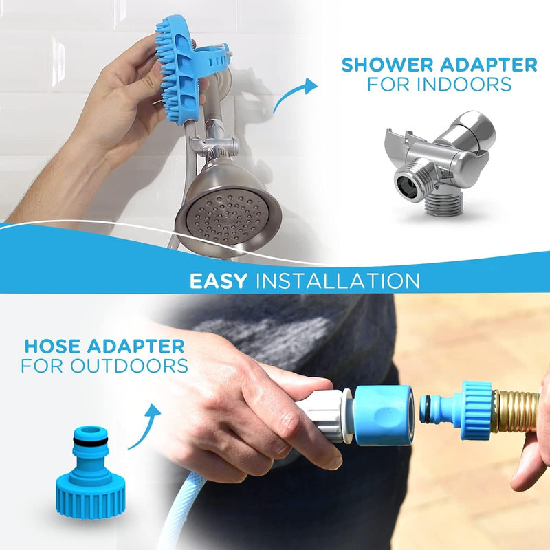 Aquapaw Dog Bath Brush Pro & Dog Shower Attachment - Large Silicone Rubber - Sprayer & Scrubber in One with 8ft Hose Attachment & Shower Wand for Bathing - Pet Bath Supplies