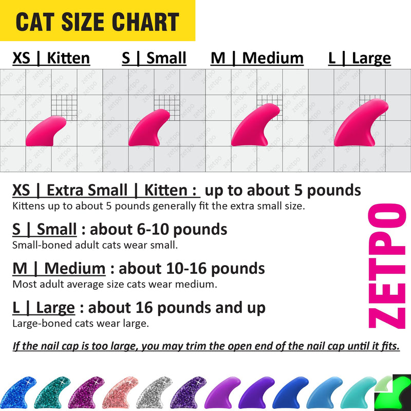zetpo 12 Colors / 120 pcs Cat Claw Covers | Cats Nail Caps with Adhesives and Applicators (S) S - PawsPlanet Australia