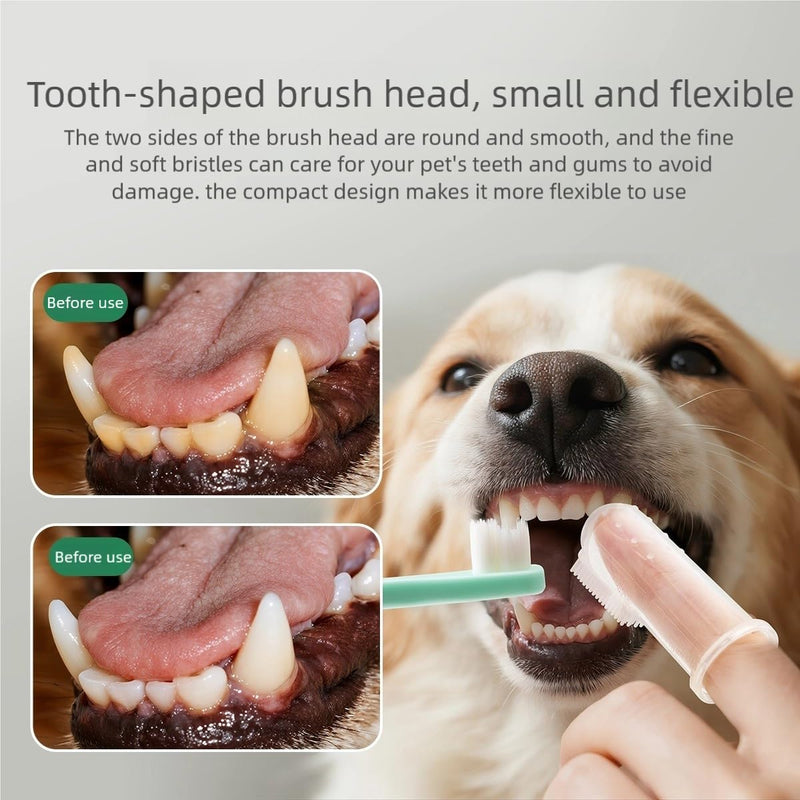 YANDY Dog Toothbrush,Pet Finger Tooth Brush,360 Degree Pet Tooth Brushing Kit,Cat Toothbrush, Canine Dental Care & Teeth Cleaning Kit