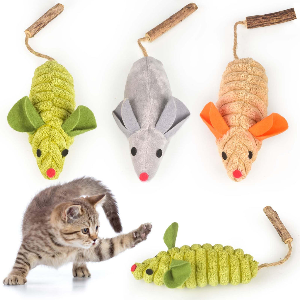 3Pcs Cat Toys Mice Catnip Toys Teething Interactive Catnip Silvervine Animals Toys for Indoor Kittens Cat Chew Toy Kitten Exercise Kicker Toys Cleaning Teeth Cat Gifts Kitty Toy (Mice) - PawsPlanet Australia