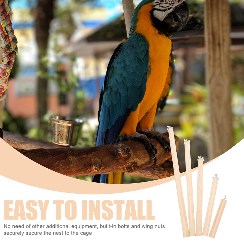 Veemoon Wood Bird Perch Stand 5pcs Parrot Cage Stick Standing Sticks Climbing Branch Rod Bird Cage Grinding Toy for Cockatiels Parakeet （10+15+20+25+30 CM） - PawsPlanet Australia