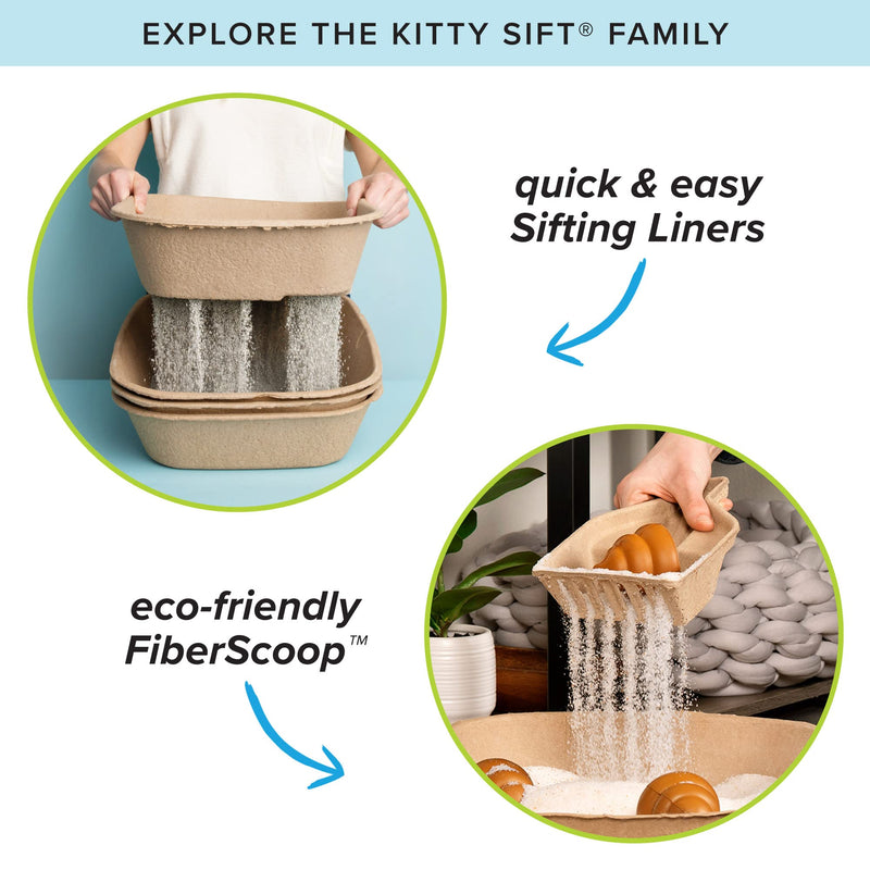 Kitty Sift (6-Pack) Disposable Cat Litter Box, Sustainable, Clean - Large, 6-Pack (Large) Litter Box Only 6 Piece Set - PawsPlanet Australia