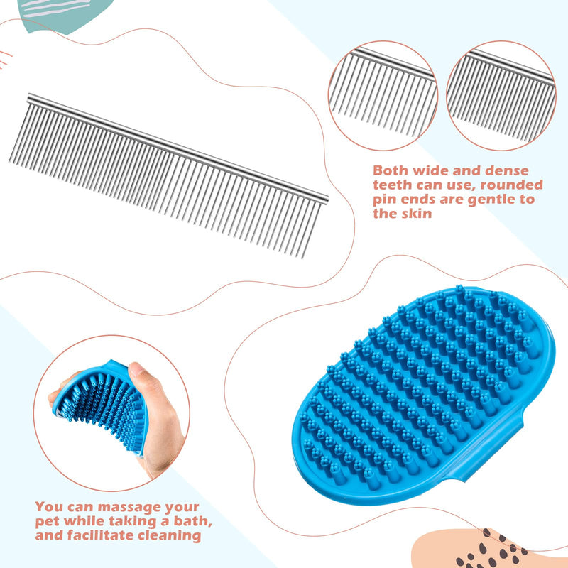Baderke 6 Pcs Dog Grooming Set with Dog Bathing Leash with Suction Cup, Pin Comb, Straight Comb, Nail Clippers Set, and Bath Brush for Pet Bathing Shower Grooming - PawsPlanet Australia