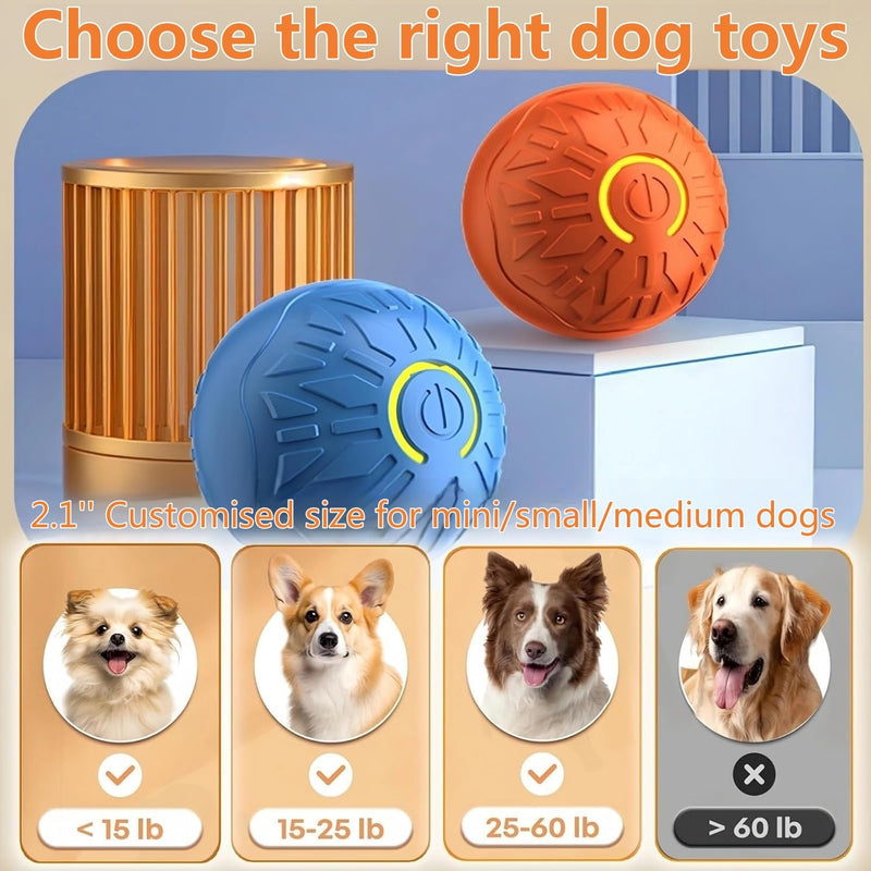 Interactive Dog Ball, Activated Automatic Rolling Ball for Dog, Self Moving Vibrating Smart Jumping Automatic Moving Bouncing and Rotating Balls for Pets (Blue/Orange) Blue/orange - PawsPlanet Australia