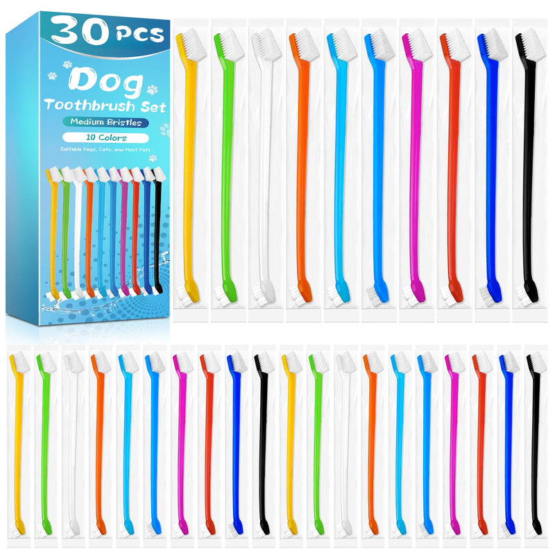 Navona 30 PCS Dog Toothbrushes, Double Headed Anti Slip Dog Tooth Brushing Kits, Cat Toothbrush, Pet Toothbrush for Dogs, Easy to Clean and Care for Teeth, Suitable for Small to Large Dogs and Cats 1 Count (Pack of 30)