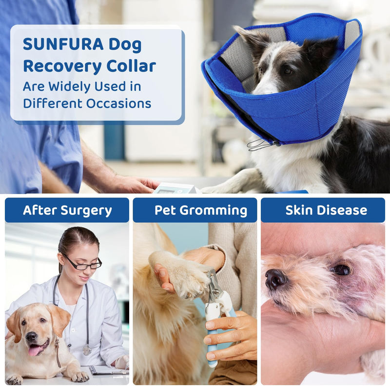 SUNFURA Dog Cone for Dogs After Surgery, Soft Dog Cones Coller for Large Medium Small Dogs, Adjustable Dog Recovery Collars to Stop Licking Protective Dog Cone Alternative for Wound Healing, Blue XL X-Large