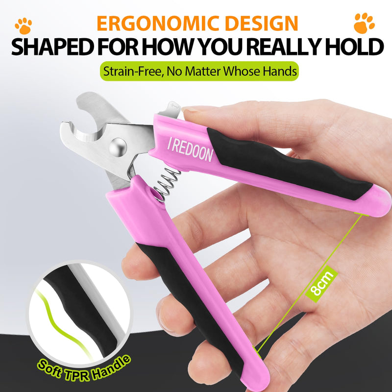 Dog & Cat Nail Clippers, 4Cr13 Stainless Steel Razor Sharp Blade - Professional Pet Grooming Tool with Nail File, Small Hand Friendly & Non-Slip Grip (Pink) Pink - PawsPlanet Australia