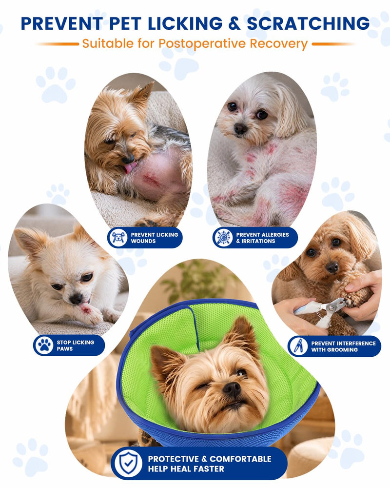 Dog Recovery Collar for Dogs After Surgery – Soft Breathable Dog Cone Collar, Lightweight Elizabethan Collar Alternative for Wound Healing, Anti Licking, Comfortable Sleep & Daily Eating,S S