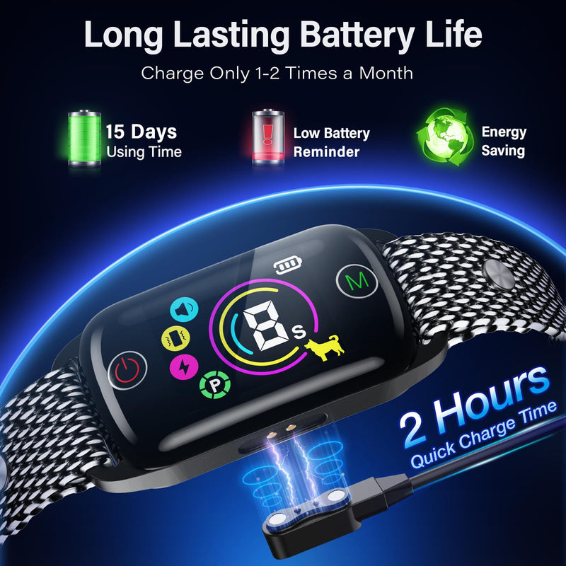 Dog Bark Collar for Large Medium Small Dogs, Rechargeable Bark Collar, Anti Barking Training Collarwith 8 Sensitivity Levels, Beep/Vibration Modes, Auto Correction for Dogs, IP67 Waterproof - PawsPlanet Australia