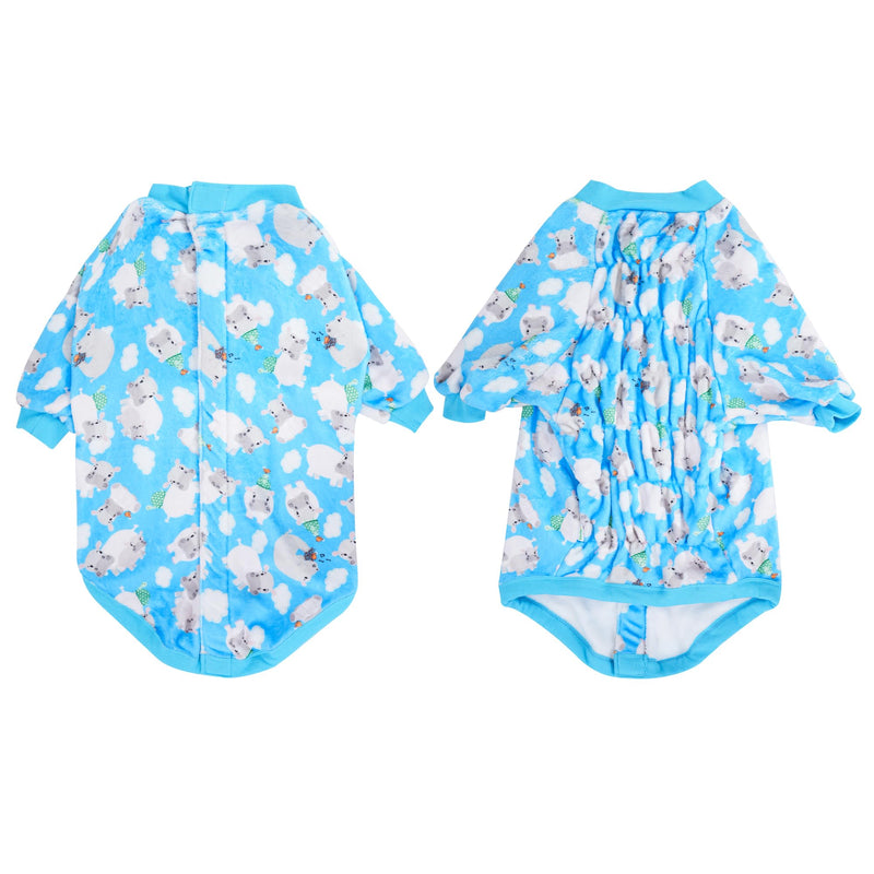 LovinPet PJS for Pit Bulls - Warm Pajamas for Dogs, Soft & Upgraded Lightweight Fabric Blue Happy Tossed Hippo Prints Clothes, Fashionable Dog Flannel Shirt, Suitable for Large Dog Breeds, Blue L Hippo Blue - PawsPlanet Australia
