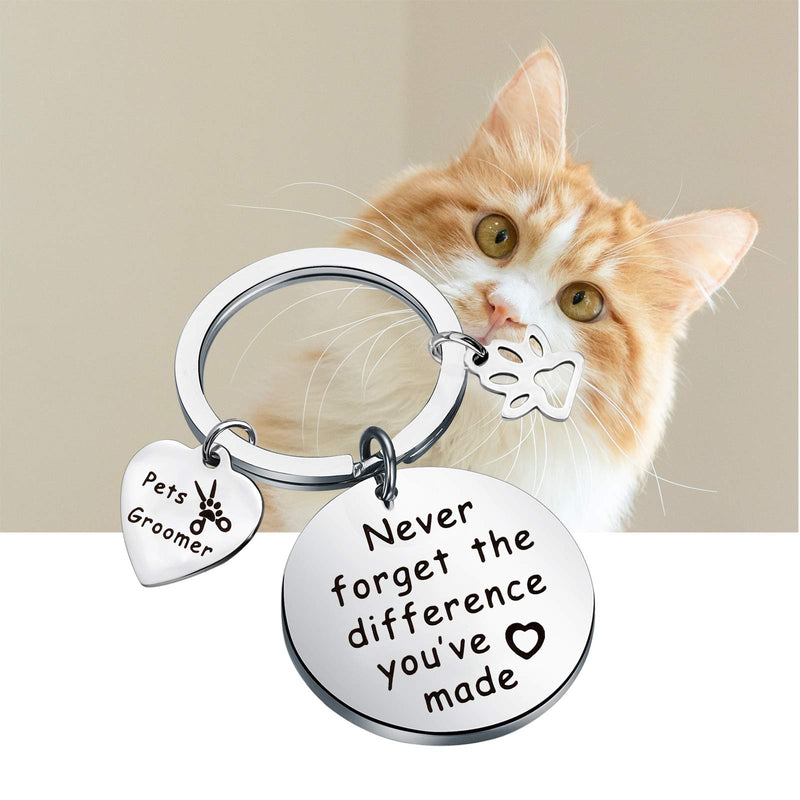 MYOSPARK Pet Groomer Keychain Dog Salon Gift Never Forget The Difference You've Made Appreciation Jewelry Pet Beautician Gift Difference Pet Groomer Keychain