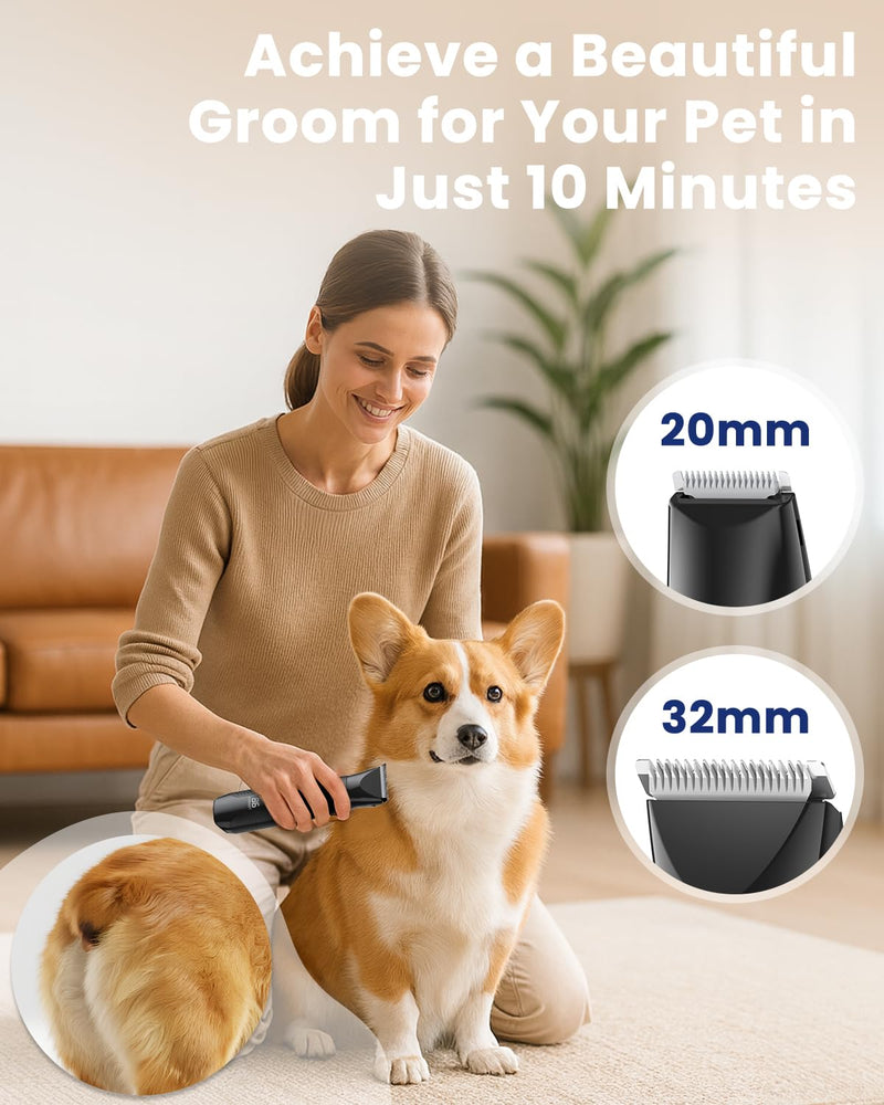 4-in-1 Dog Grooming Kit & Nail Grinder, Safe Cat Clippers Dog Paw Trimmer Shaver, Silent Rechargeable Pet Clippers for Dogs Cats Body, Face, and Paw Grooming - PawsPlanet Australia