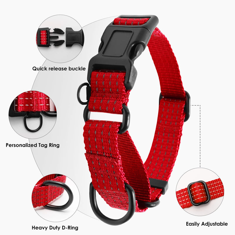 Martingale Collar for Dogs, Adjustable Soft Nylon Dog Collars with Special Design Cute Patterns (RED, S (1" x 12"-15.8")) RED S (1" x 12"-15.8") - PawsPlanet Australia