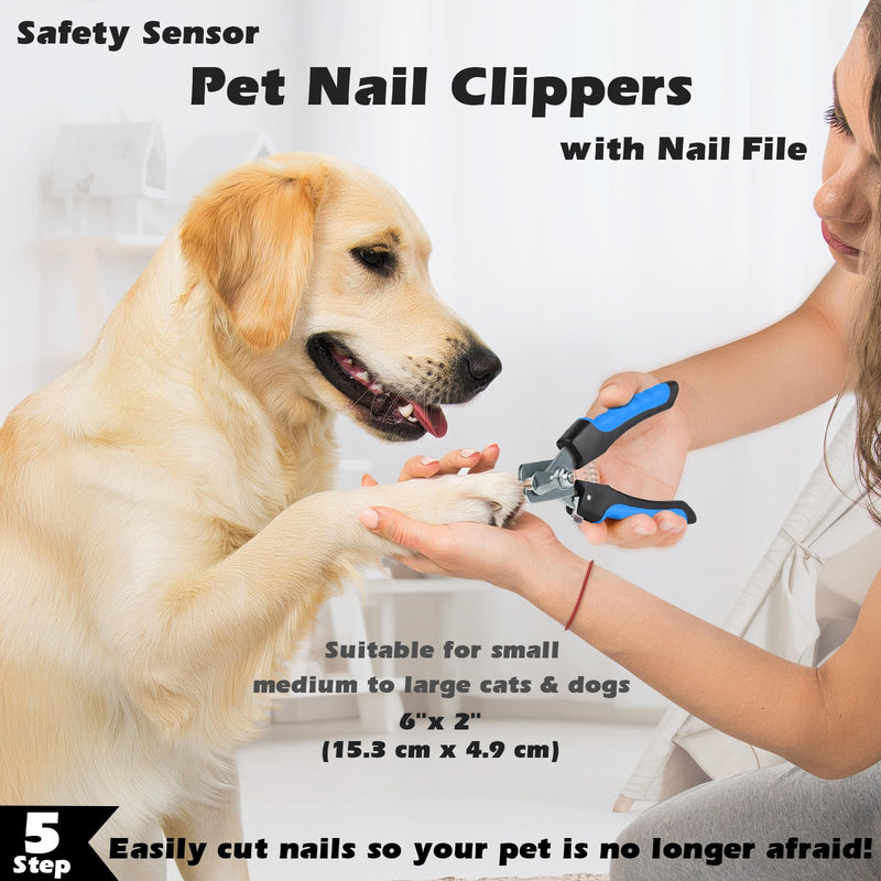 7 in 1 Pet Grooming Kit - Dog&Cat Comb, Deshedding Brush, Nail Clipper with File, Bath Brush - Premium Pet Supplies (Blue) C-7PCS Blue - PawsPlanet Australia