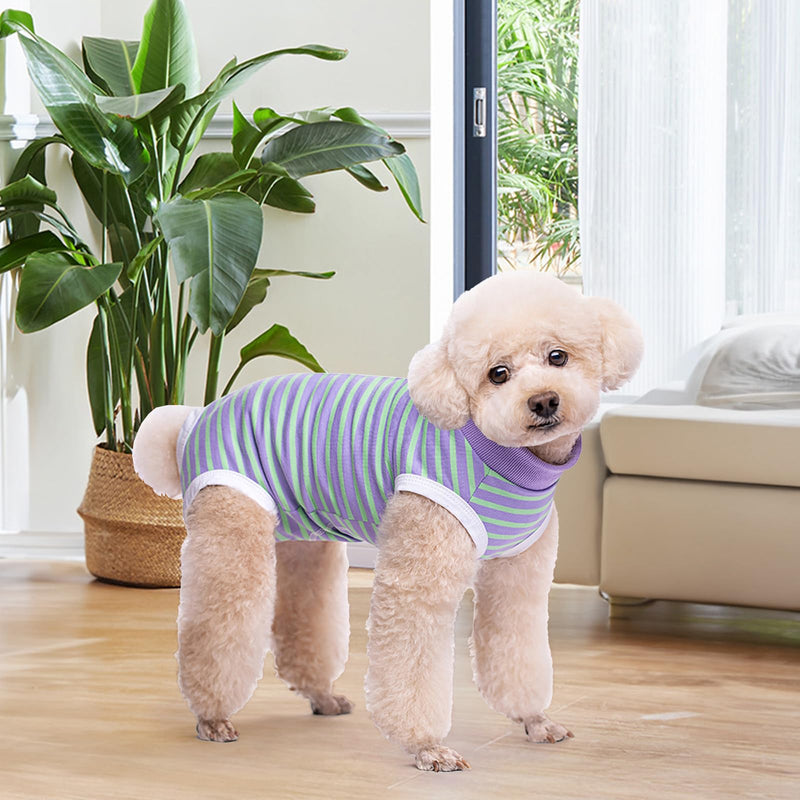 Dog Recovery Suit, Anti-licking Dog Post Surgery Bodysuit, Striped Surgical Recovery Suit E-Collar Alternative for Dogs and Cats (XS) XS