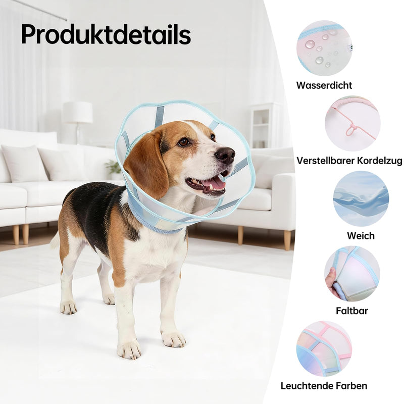 Soft Dog Cone Collar, Waterproof and Foldable Elizabethan Collar for Dogs After Surgery, No Leak Recovery E-Collar, Comfortable Protective Cone Alternative for Large Dogs (Pink, XS) Pink