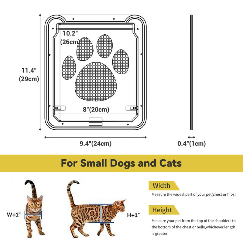 Enjoying Pet Screen Door 8"×10.2" Inner Door Size, Cat Doors with Replacement Magnetic Flap Lockable Doggy Screen Door, Black 8"×10.2" - PawsPlanet Australia