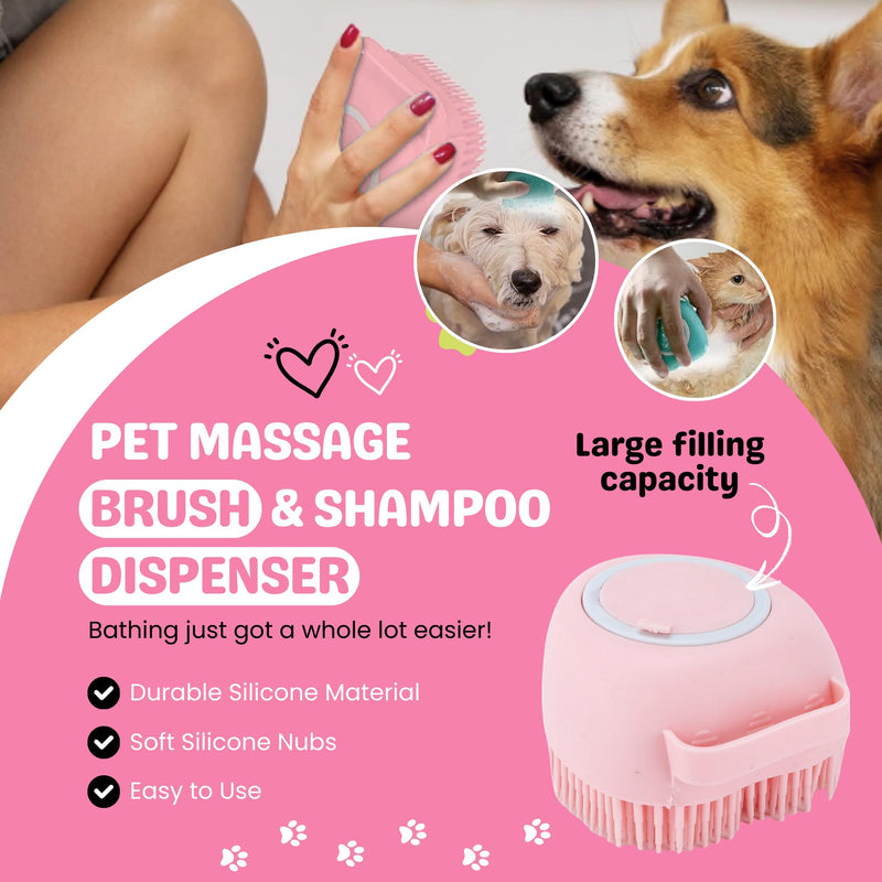 9Pcs Dog Grooming Kit - Self Cleaning Slicker Brush, Flea Comb, Nail Trimmer & Bath Brush - Pet Grooming Tools for Shedding, Trimming & Oral Care - For Dogs & Cats - Pink