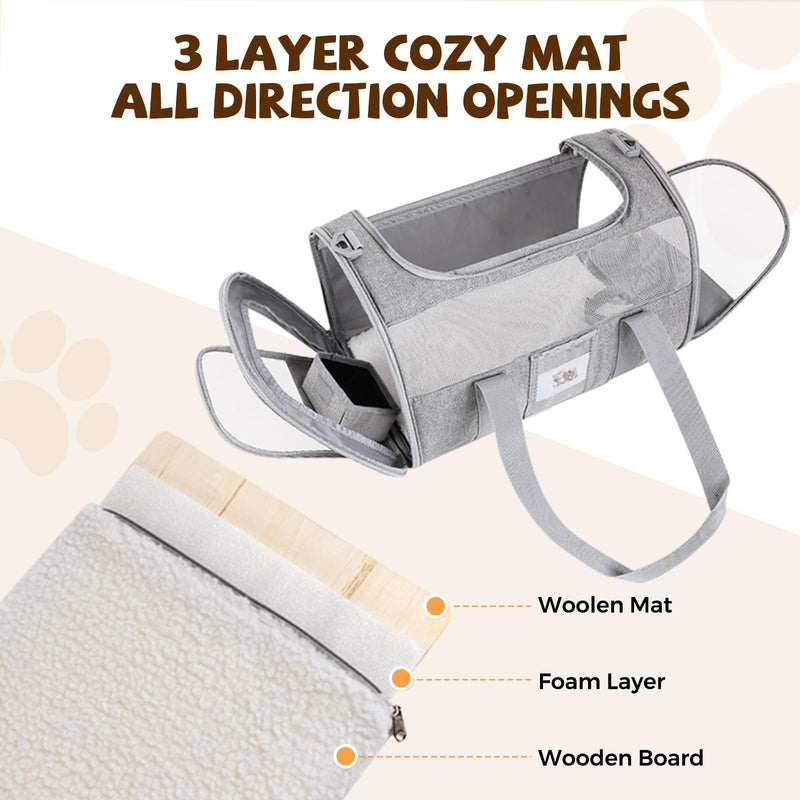 Cat Carrier, Dog Carrier for Small Dog Medium Cats,Pet Travel Bag Puppies up to 15 Lbs,TSA Airline Approved Cat Carrier Soft Grey - PawsPlanet Australia