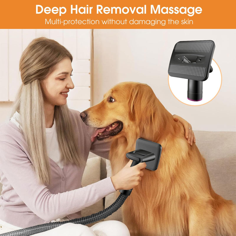 Pet Hair Grooming Brush Vacuum Attachment - Pet Vacuum Grooming Brush Hair Remover Shedding Deshedding Attachment Tool Kit for Dogs and Cats Grey - PawsPlanet Australia
