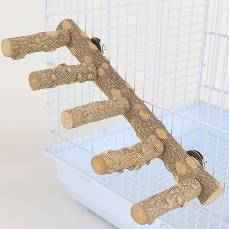 Bird Parrot Ladder Perch for Cage, Nature Wooden Bird Bridge Exercise Stands Parrot Climbing Chewing Toys for Small Animal A - PawsPlanet Australia