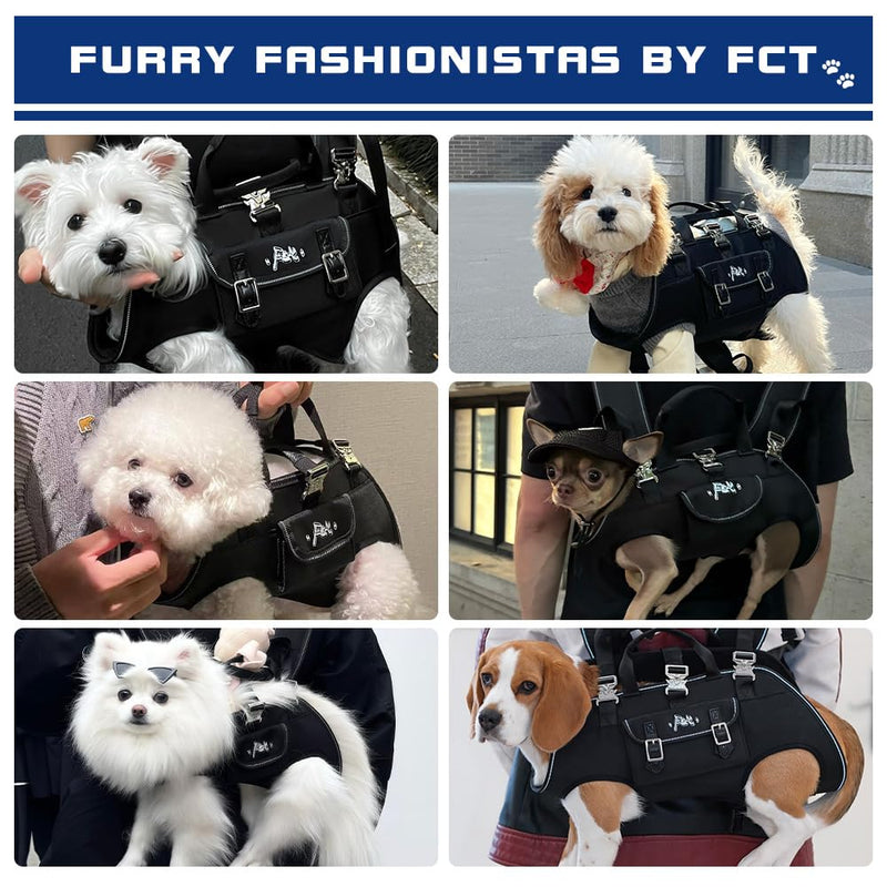 FCT Dog Backpack Carrier - Spine-Friendly for Small to Midium Dogs (8-18 lbs), Horizontal Design Dog Carrier with Adjustable Back Straps,Legs-Out Comfort for Travel/Hiking/Cycling (Black, Size M) Medium - PawsPlanet Australia