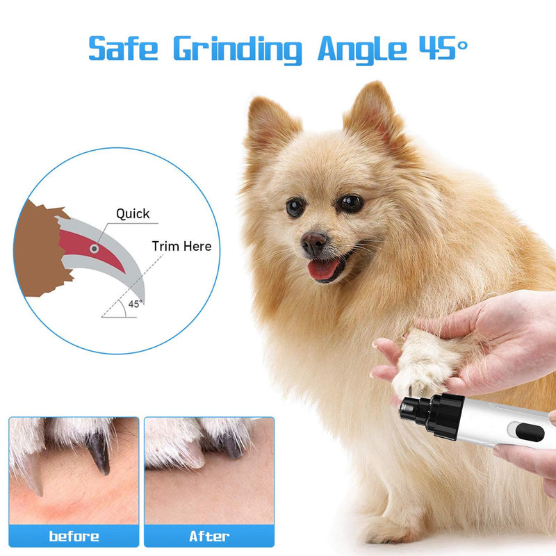 Nail Grinder, Low Noise Nail Grinder - USB Rechargeable Pet Nail Trimmer with Grinding Heads, 2 Speeds & Safety Guard for Pets (Nail Grinder) - PawsPlanet Australia