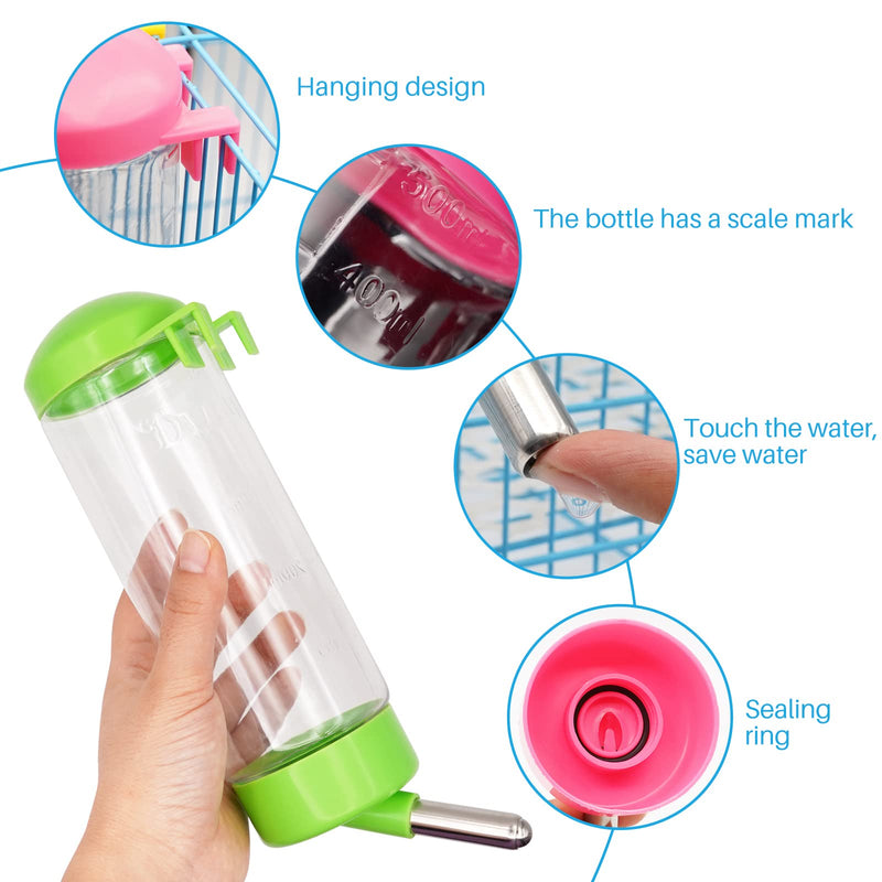 Rabbit Water Bottle No Drip, 4 Pieces 500ml Guinea Pig Water Bowl No Drip Small Animal Water Bottle for Rabbit, Chinchilla, Ferret, Guinea Pigs, Squirrel, Hedgehog, Ship by Random Color - PawsPlanet Australia